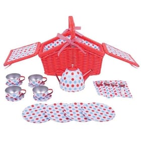 Basket Tea Set (Red & Blue) image