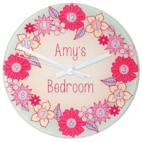 Flower Garland - Personalised Wall Clock image 1