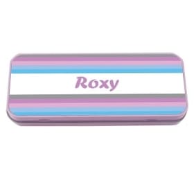Named Pencil Tin - Pink Stripes image 1