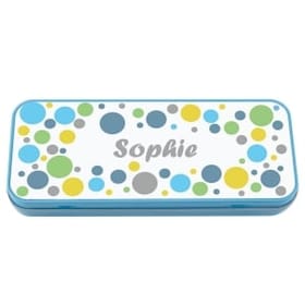 Named Pencil Tin - Blue Bubbles image 1