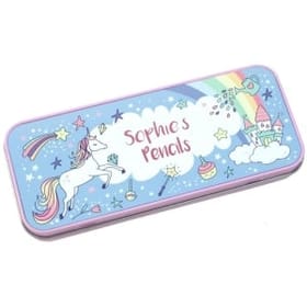 Personalised Pencil Tin - Rainbow Unicorn image 1