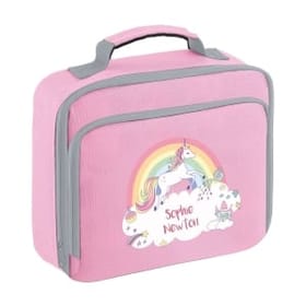 Rainbow Unicorn Personalised Lunch Bag image 1