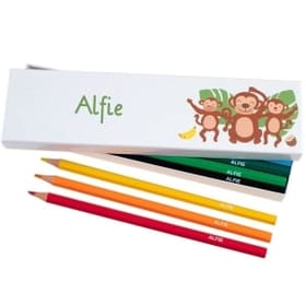 Box of 12 Named Colouring Pencils - Cheeky Monkey image 1