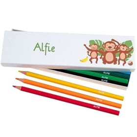 Box of 12 Named Colouring Pencils - Cheeky Monkey image 1