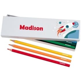Box of 12 Named Colouring Pencils - Space Adventure image 1