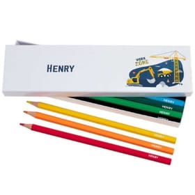 Box of 12 Named Colouring Pencils - Construction Site image 1