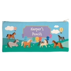 Personalised Canvas Pencil Case - Ponies image 1