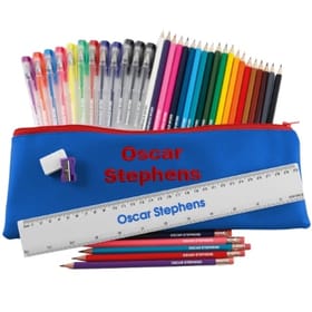 Named Jumbo Pencil Case Set - Blue image
