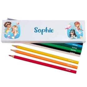 Box of 12 Named Colouring Pencils - Mermaids image 1
