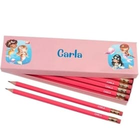 Box of 12 Named HB Pencils - Mermaids image 1
