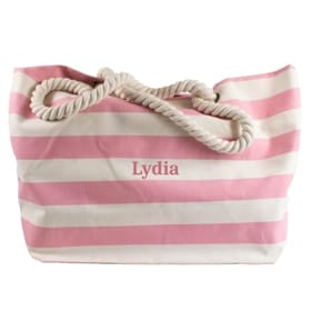Personalised Striped Beach Bag Pink