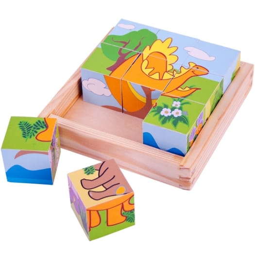 Wooden Dinosaur Cube Puzzle
