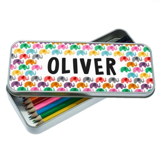 Elephant Pattern Pencil Tin