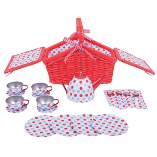 Basket Tea Set (Red & Blue)