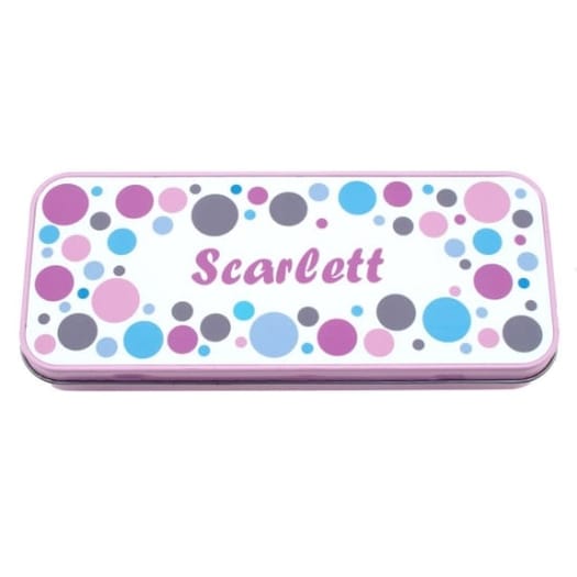 Named Pencil Tin - Pink Bubbles
