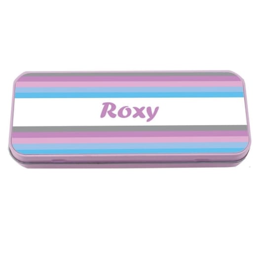 Named Pencil Tin - Pink Stripes