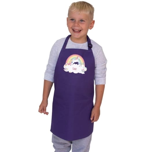 Rainbow Unicorn Personalised Apron - Age 3-6