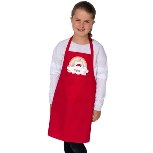 Rainbow Unicorn Personalised Apron - Age 7-10