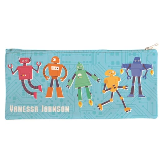 Personalised Canvas Pencil Case - Robots