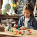 Girl painting the Mould & Paint Solar System